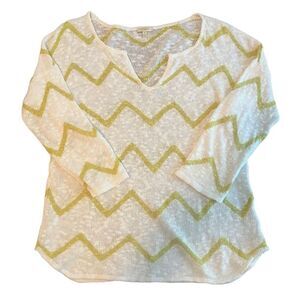 PROJECT Sweater Size M Linen Blend Lime Green & White Sheer​